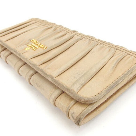 Prada Wallet Purse Long Wallet Beige Gold Woman Authentic Used Y4171 - Picture 6 of 6